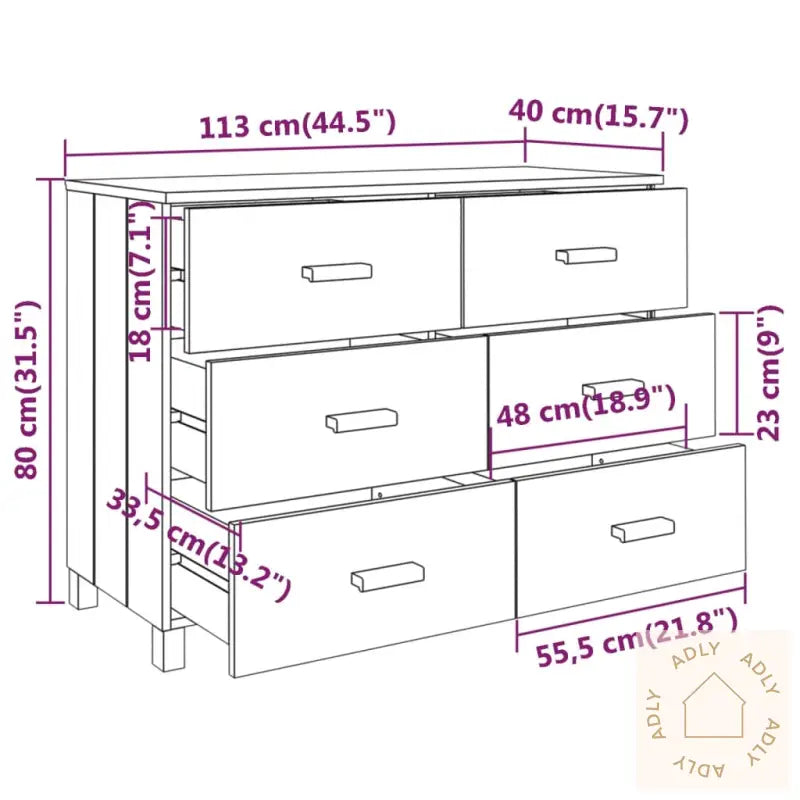 Nattbord Hamar Honningbrun 113X40X80 Cm Heltre Furu