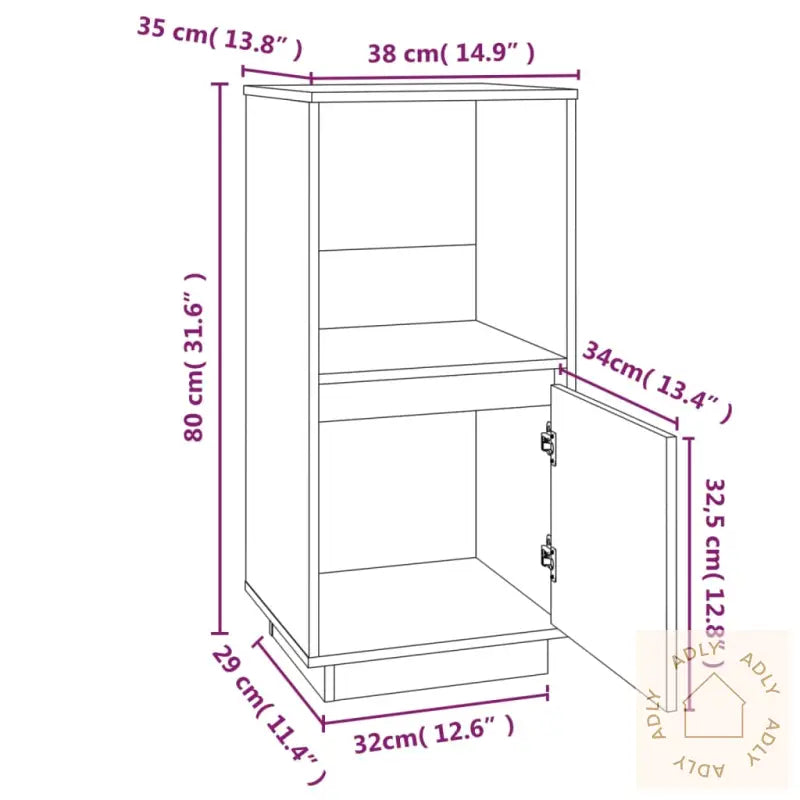 Skjenk Hvit 38X35X80 Cm Heltre Furu