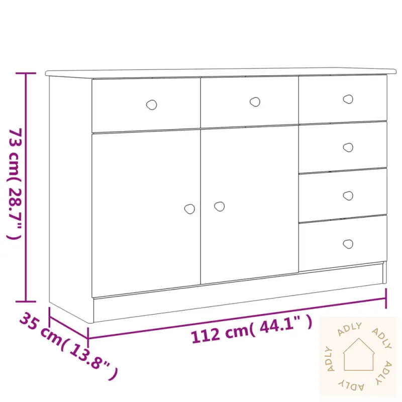 Skjenk Alta Hvit 112X35X73 Cm Heltre Furu