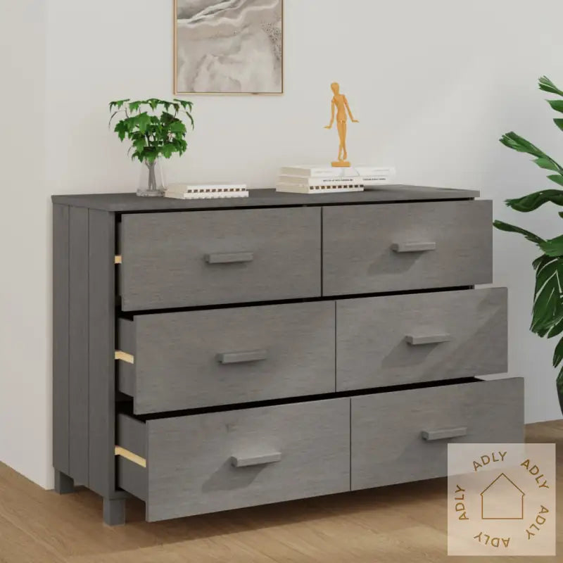 Skjenk Hamar Lysegrå 113X40X80 Cm Heltre Furu