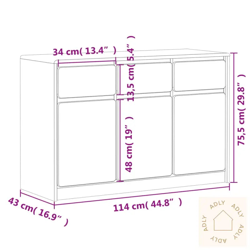 Skjenk Sauda Eik 114X43X75,5 Cm Heltre Furu