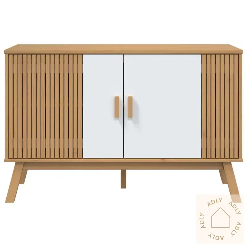 Skjenk Olden Hvit Og Brun 114X43X73,5 Cm Heltre Furu
