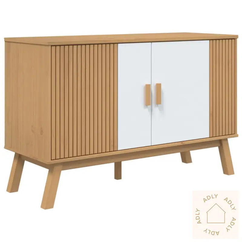 Skjenk Olden Hvit Og Brun 114X43X73,5 Cm Heltre Furu