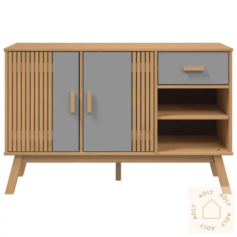 Skjenk Olden Grå Og Brun 114X43X73,5 Cm Heltre Furu