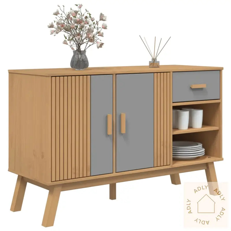 Skjenk Olden Grå Og Brun 114X43X73,5 Cm Heltre Furu