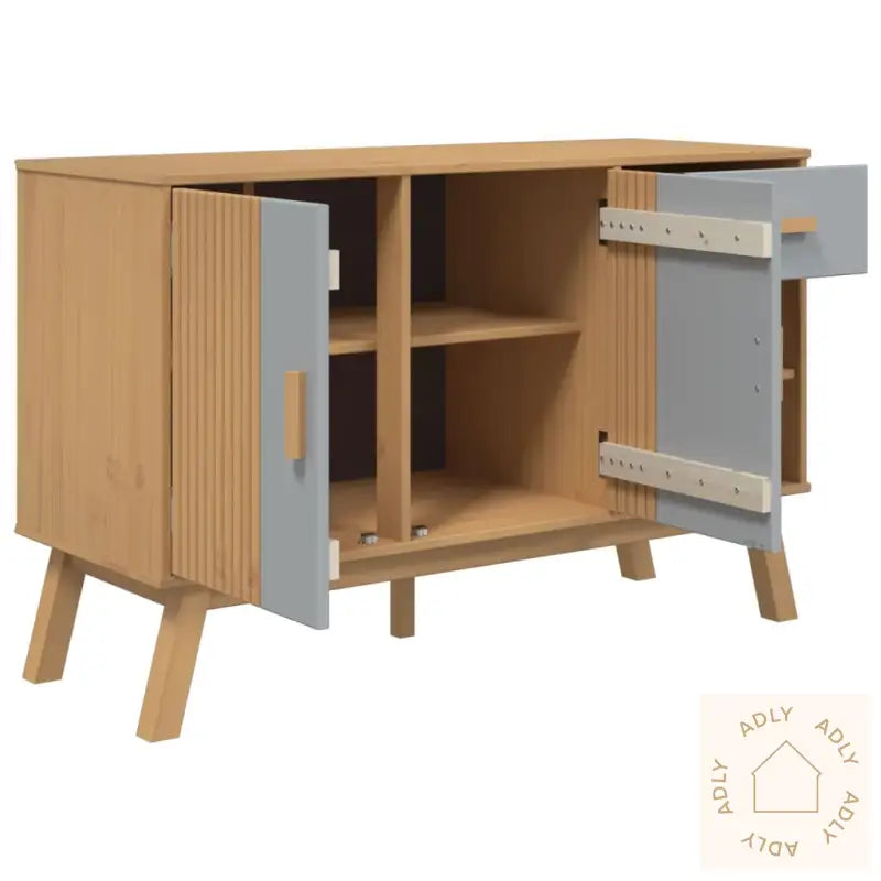 Skjenk Olden Grå Og Brun 114X43X73,5 Cm Heltre Furu
