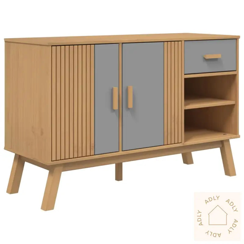 Skjenk Olden Grå Og Brun 114X43X73,5 Cm Heltre Furu
