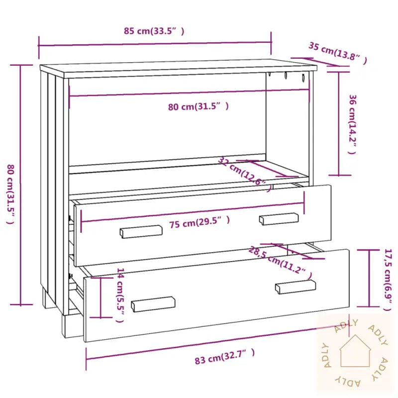 Skjenk Hamar Honningbrun 85X35X80 Cm Heltre Furu