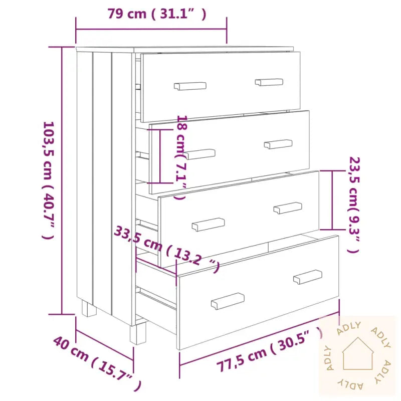 Skjenk Hamar Hvit 79X40X103,5 Cm Heltre Furu