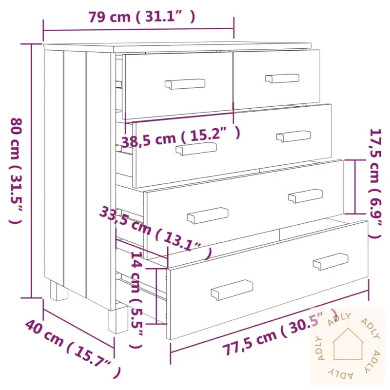 Nattbord Hamar Honningbrun 79X40X80 Cm Heltre Furu