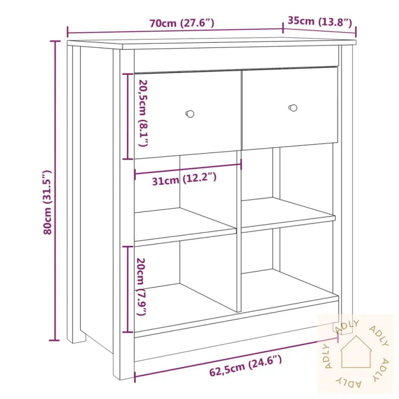 Skjenk 70X35X80 Cm Heltre Furu