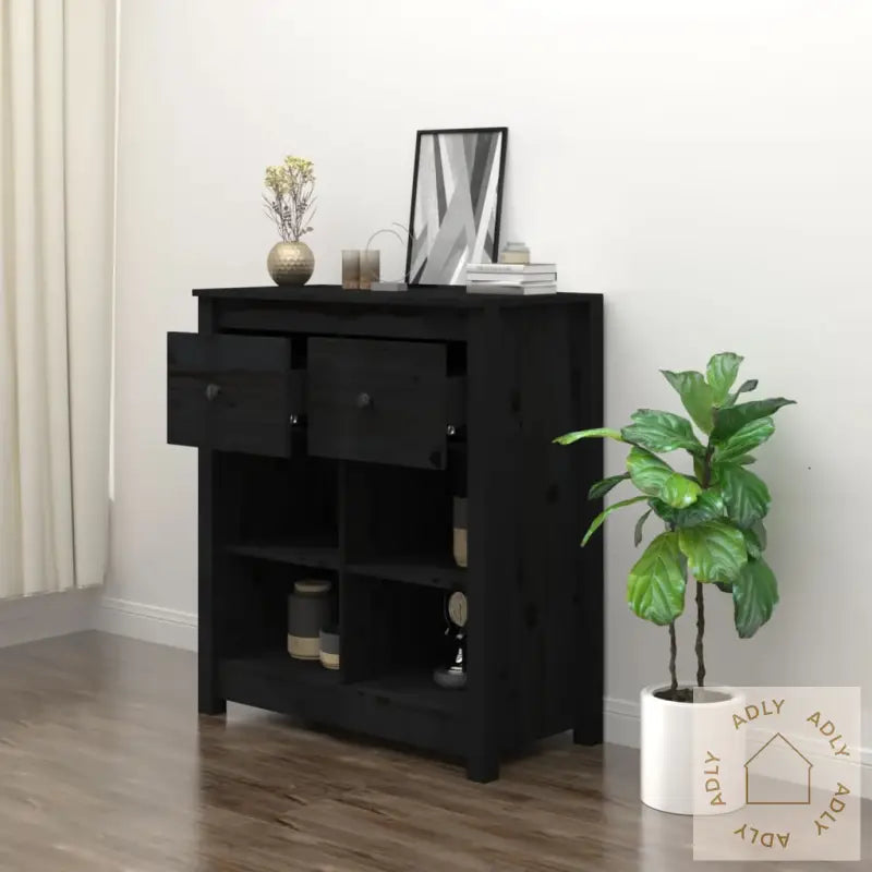 Skjenk Svart 70X35X80 Cm Heltre Furu