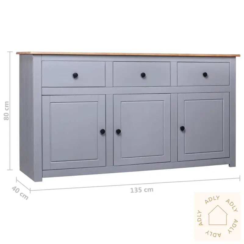 Skjenk Grå 135X40X80 Cm Heltre Furu Panama Range