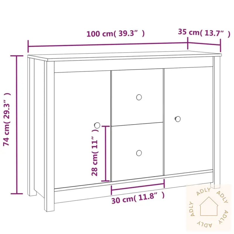 Skjenk Honningbrun 100X35X74 Cm Heltre Furu