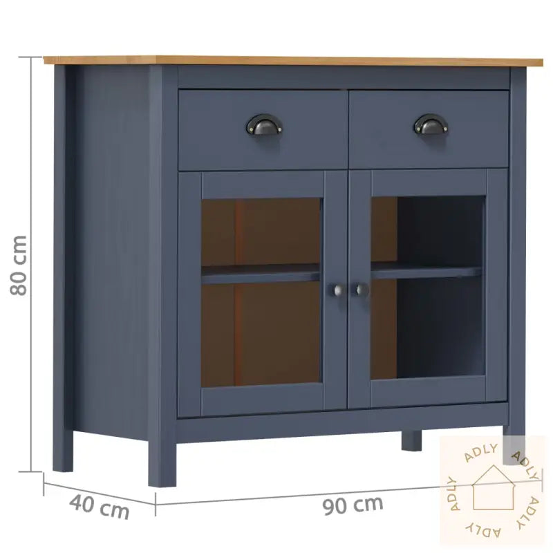 Skjenk Hill Grå 90X40X80 Cm Heltre Furu