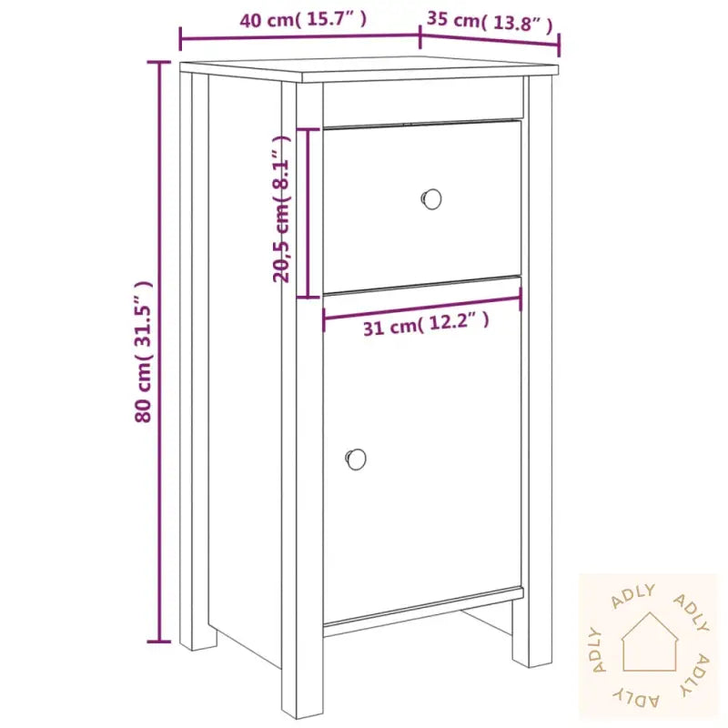 Skjenk Svart 40X35X80 Cm Heltre Furu