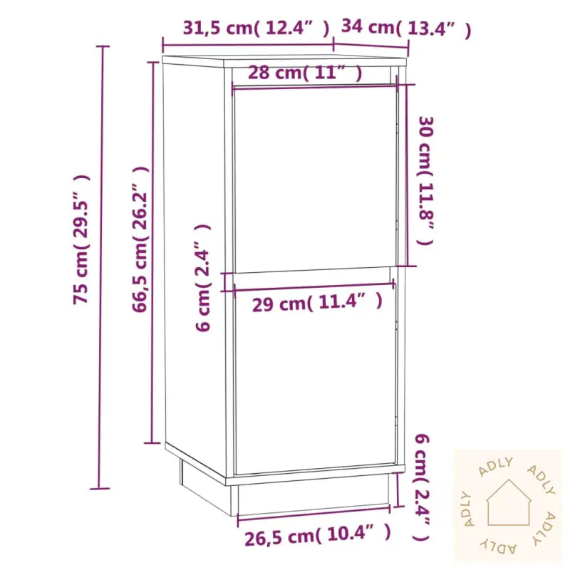 Skjenker 2 Stk Honningbrun 31,5X34X75 Cm Heltre Furu