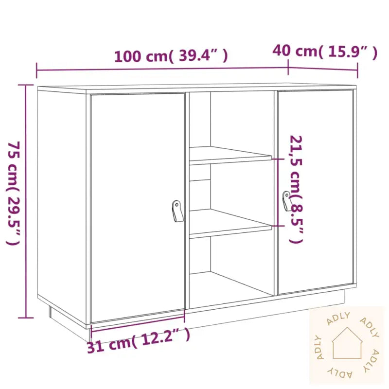 Skjenk Hvit 100X40X75 Cm Heltre Furu