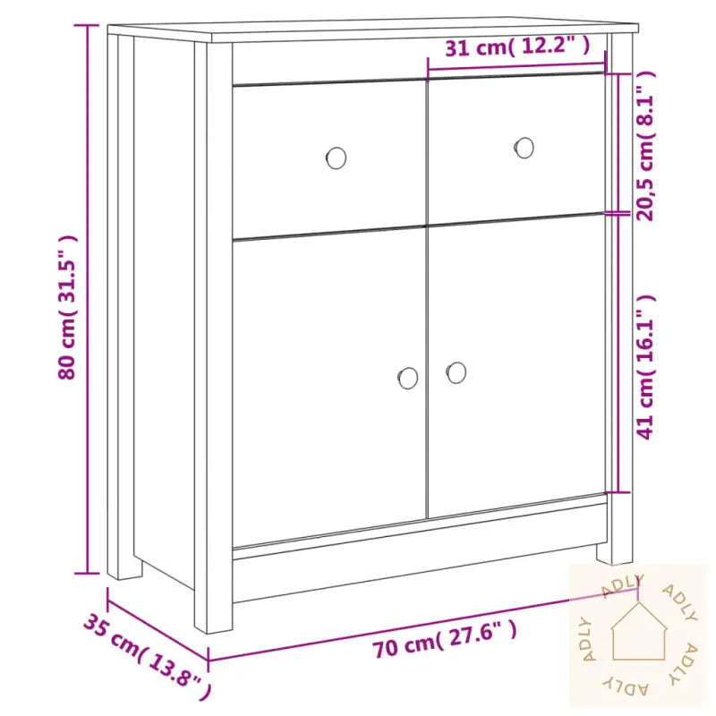 Skjenk 70X35X80 Cm Heltre Furu