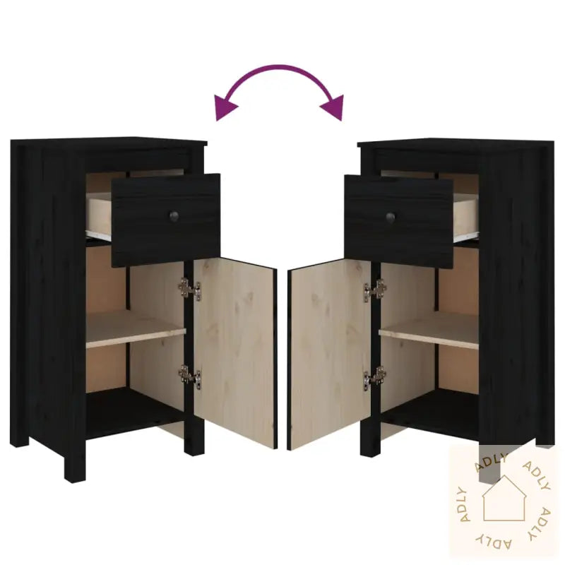 Skjenk Svart 40X35X80 Cm Heltre Furu