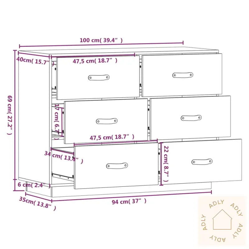 Skjenk Hvit 100X40X75 Cm Heltre Furu