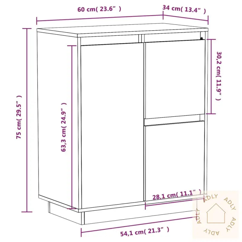 Skjenk 60X34X75 Cm Heltre Furu