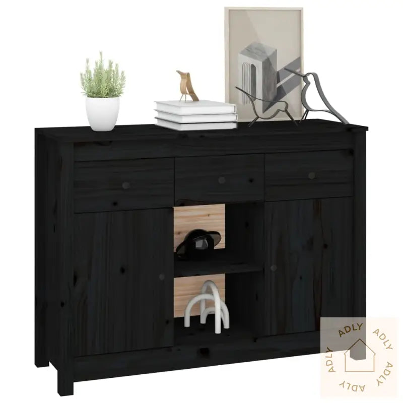 Skjenk Svart 100X35X74,5 Cm Heltre Furu