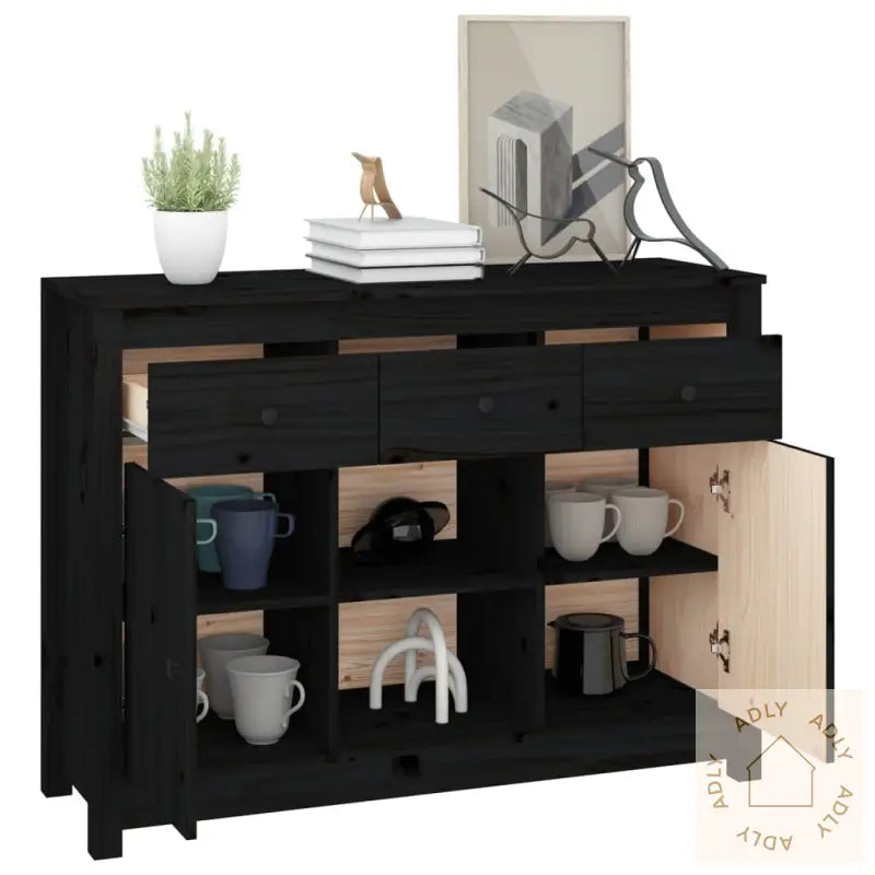 Skjenk Svart 100X35X74,5 Cm Heltre Furu
