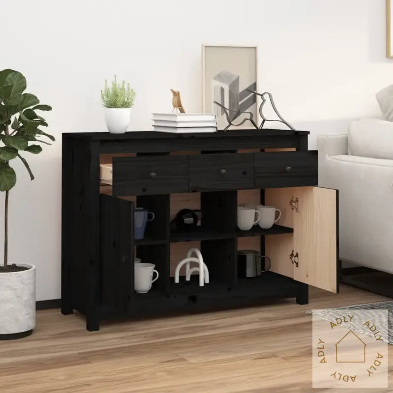 Skjenk Svart 100X35X74,5 Cm Heltre Furu