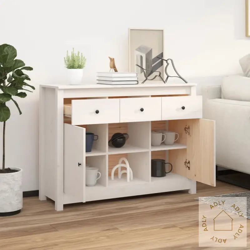 Skjenk Hvit 100X35X74,5 Cm Heltre Furu