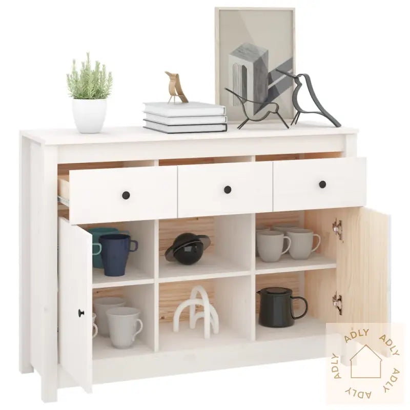 Skjenk Hvit 100X35X74,5 Cm Heltre Furu