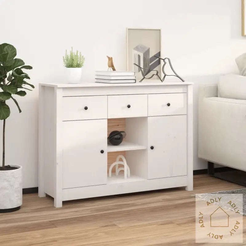 Skjenk Hvit 100X35X74,5 Cm Heltre Furu