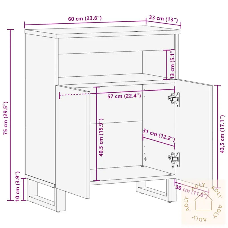 Skjenk Svart 60X33X75 Cm Heltre Mango