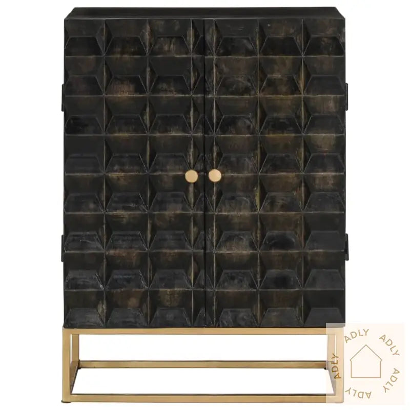 Skjenk Svart 55X34X75 Cm Heltre Mango Og Jern