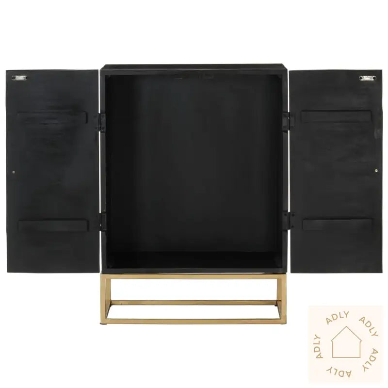 Skjenk Svart 55X34X75 Cm Heltre Mango Og Jern
