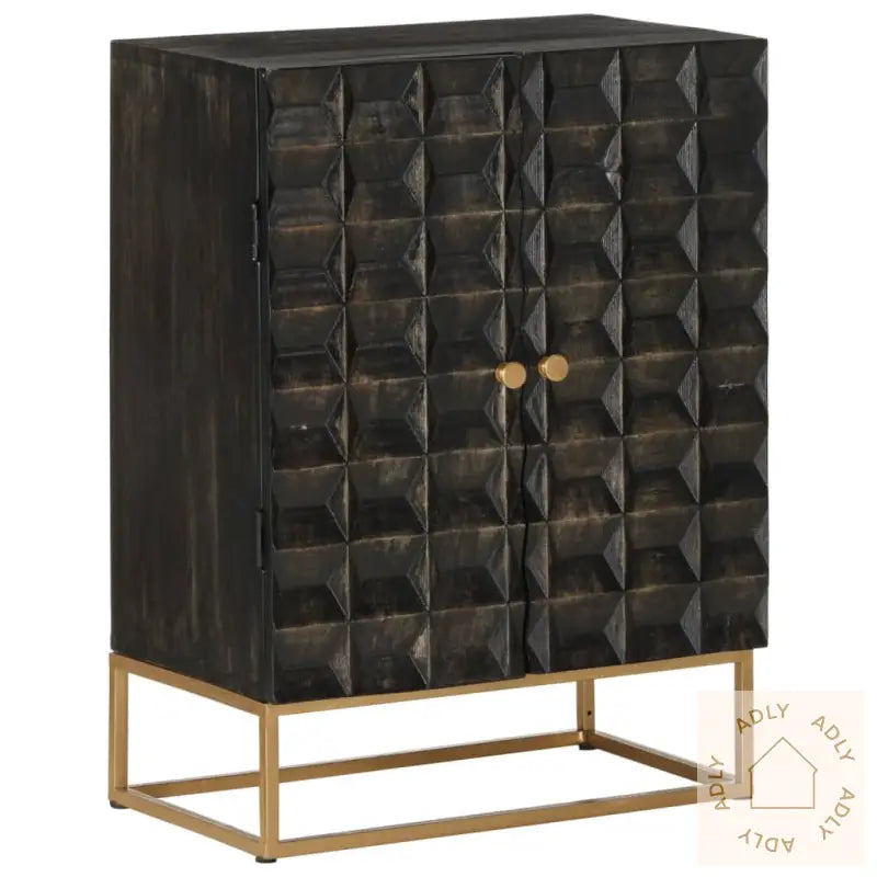 Skjenk Svart 55X34X75 Cm Heltre Mango Og Jern