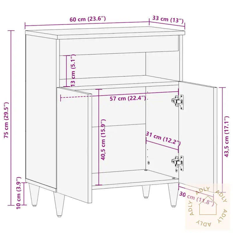 Skjenk 60X33X75 Cm Heltre Mango