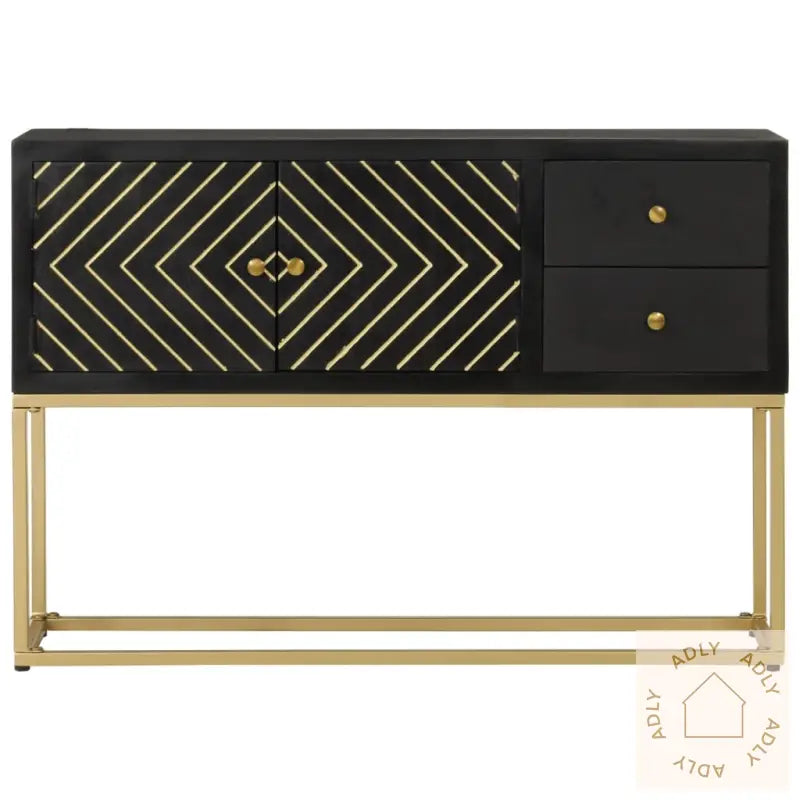 Skjenk Svart Og Gull 110X30X75 Cm Heltre Mango