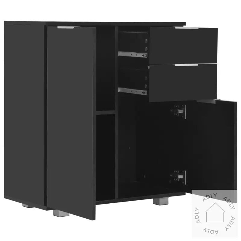 Skjenk Høyglans Svart 71X35X80 Cm Sponplate