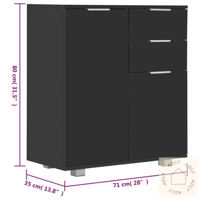Skjenk Høyglans Svart 71X35X80 Cm Sponplate