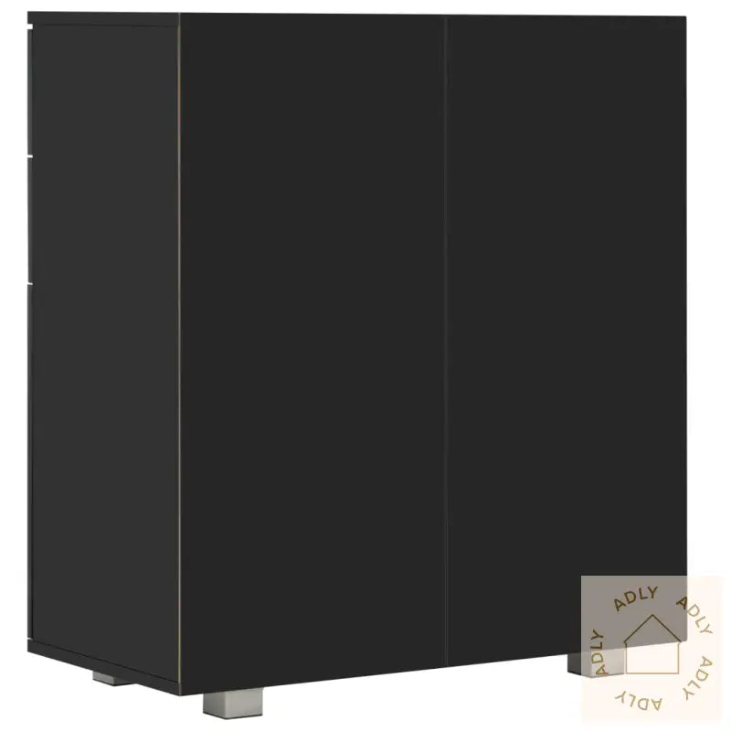 Skjenk Høyglans Svart 71X35X80 Cm Sponplate