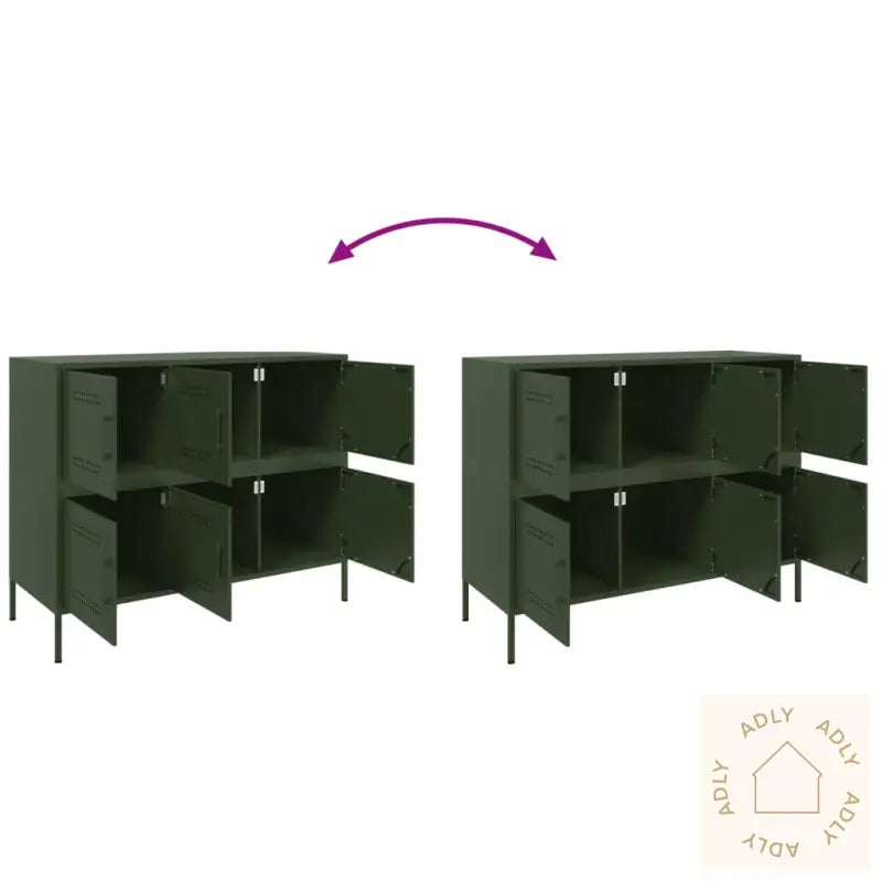 Skjenk Olivengrønn 100,5X39X79 Cm Stål