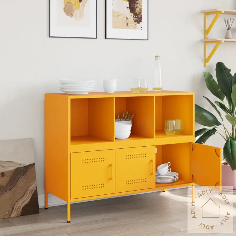 Skjenk Sennepsgul 100,5X39X79 Cm Stål