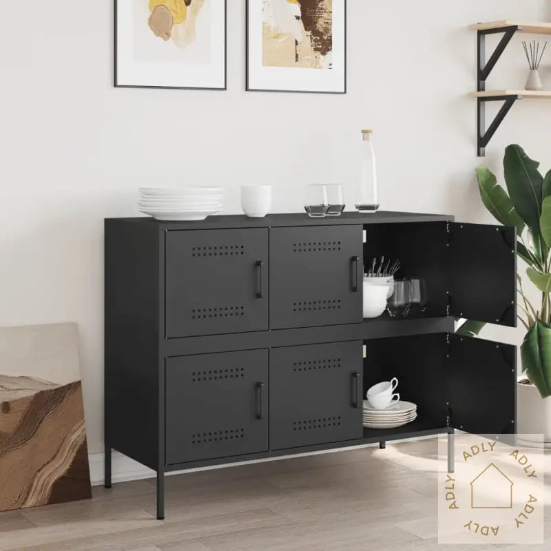 Skjenk Svart 100,5X39X79 Cm Stål