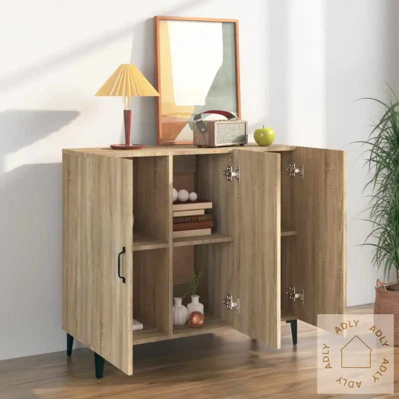 Skjenk Sonoma Eik 90X34X80 Cm Konstruert Tre