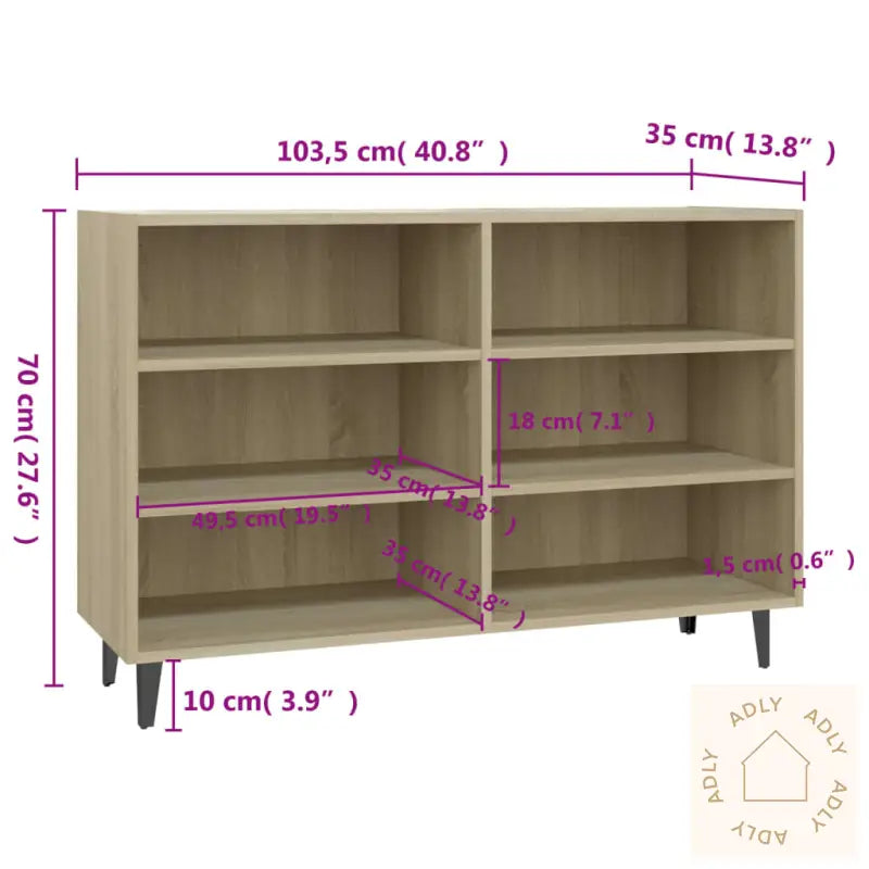 Skjenk Sonoma Eik 103,5X35X70 Cm Konstruert Tre