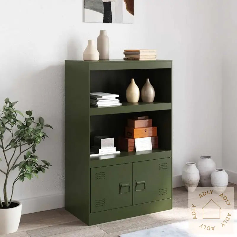 Skjenk Olivengrønn 67X39X107 Cm Stål