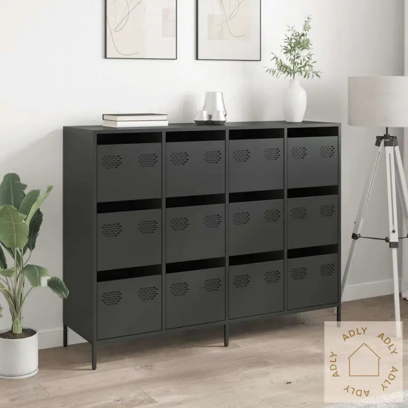 Skjenk Svart 135X39X103,5 Cm Kaldvalset Stål