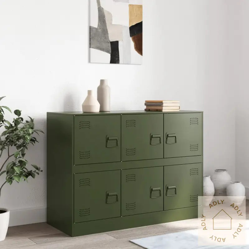 Skjenk Olivengrønn 99X39X73 Cm Stål