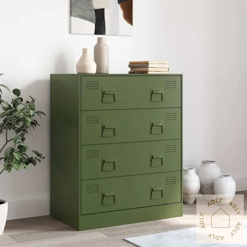 Skjenk Olivengrønn 67X39X83 Cm Stål